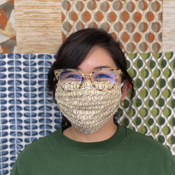 Organic Cotton Mask with Natural Dyes - Honeycomb (Red + Indigo)
